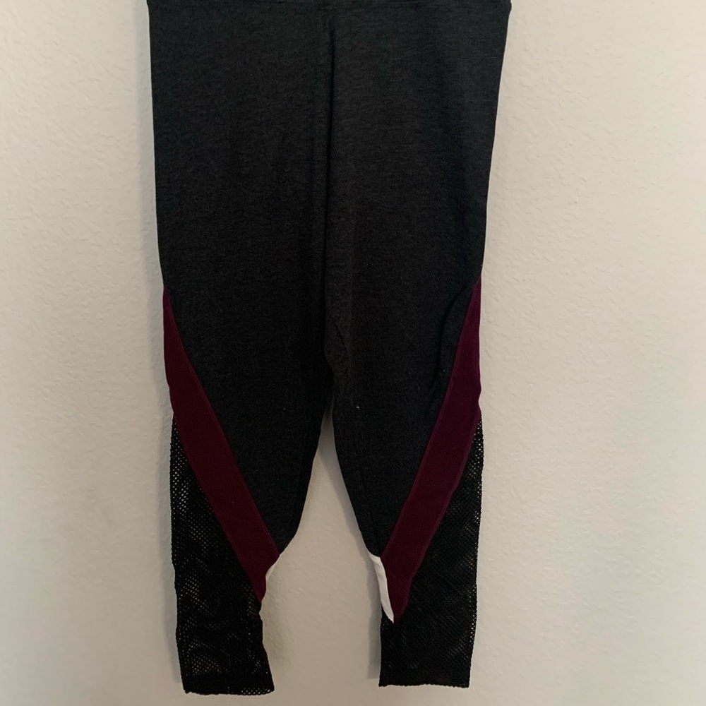 VS Pink Dark Grey Cotton Leggings With Mesh
